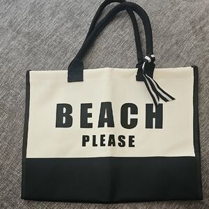 Black and Cream Beach Tote Bag